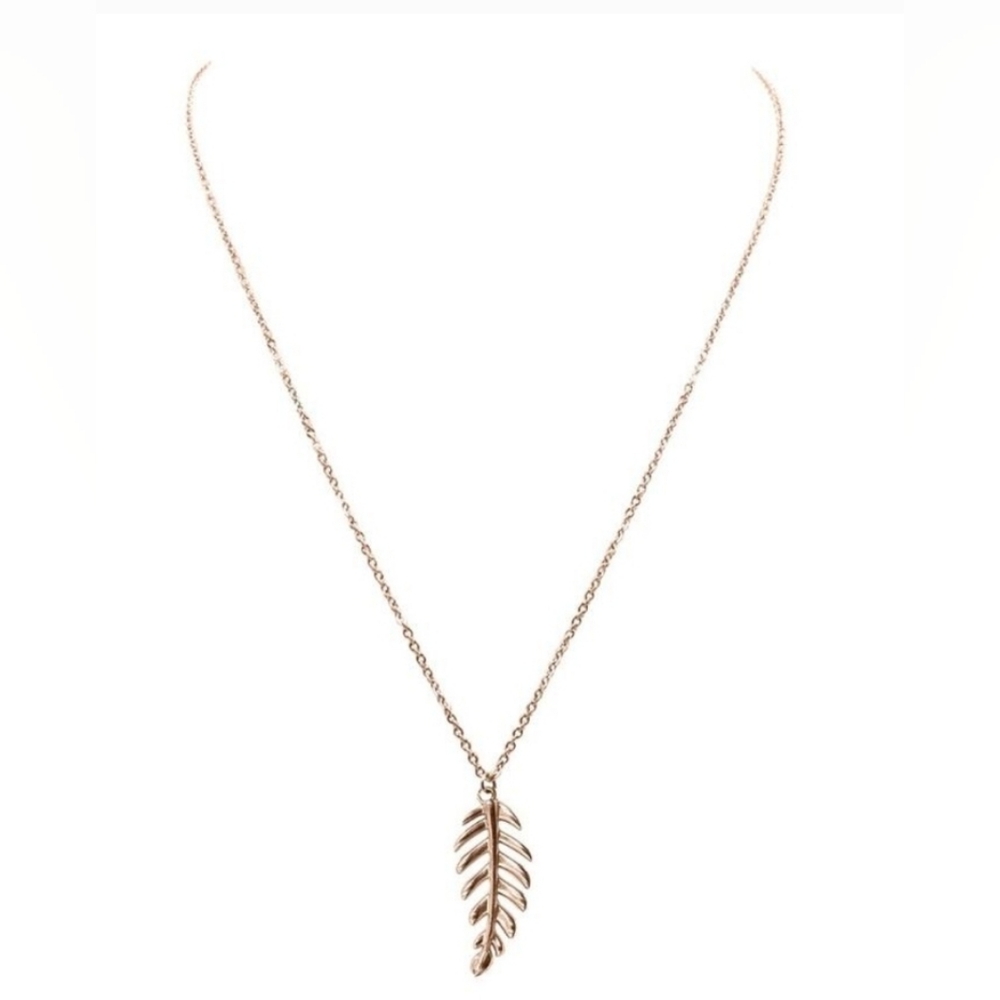 KINSLEY ARMELLE NWT GODDESS COLLECTION ROSE GOLD LAUREL LEAF DROP NECKLACE 18"